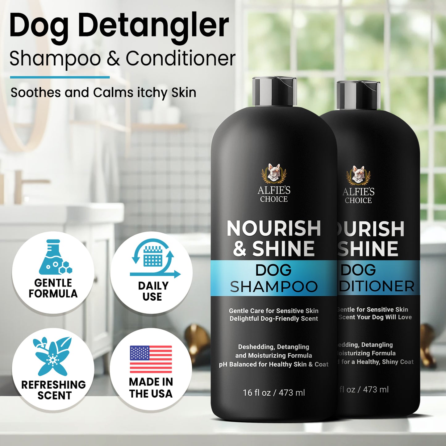 Nourish & Shine Dog Shampoo and Conditioner Set - 16 oz