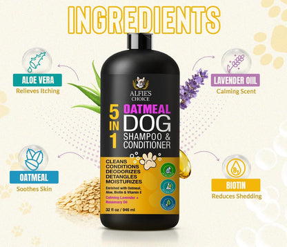5-in-1 Oatmeal Dog Shampoo and Conditioner - 32 oz