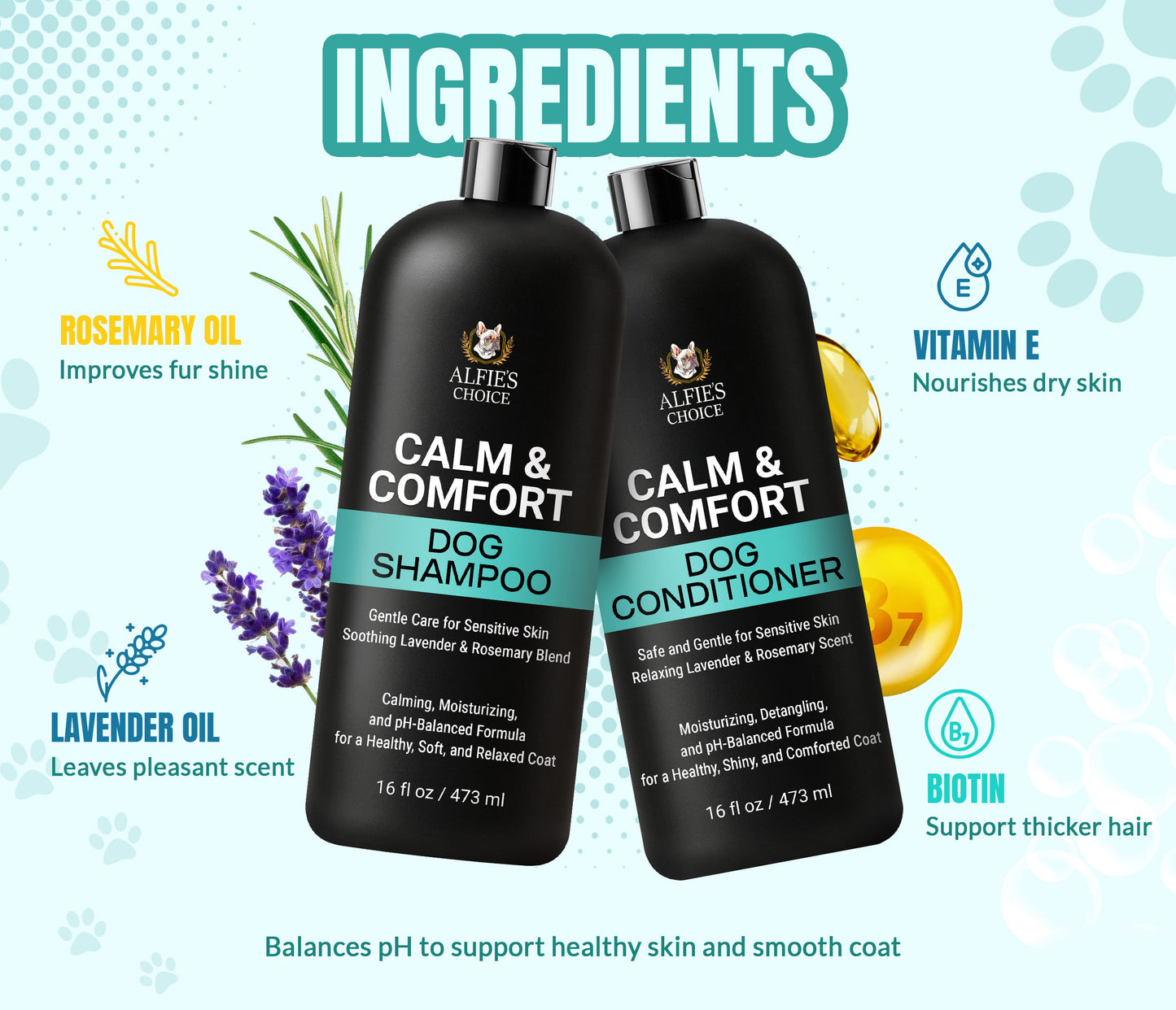 Calm & Comfort Dog Shampoo and Conditioner Set - 16 oz