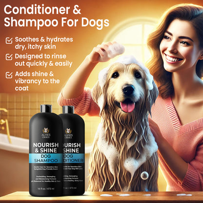 Nourish & Shine Dog Shampoo and Conditioner Set - 16 oz