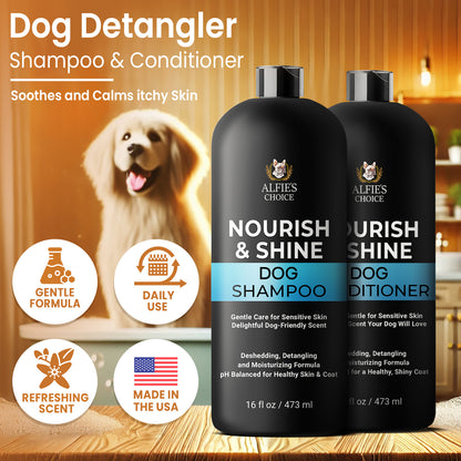 Nourish & Shine Dog Shampoo and Conditioner Set - 16 oz