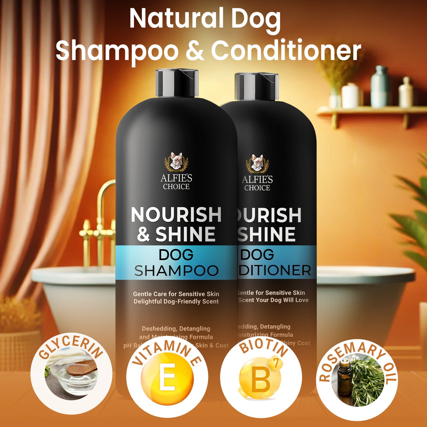 Nourish & Shine Dog Shampoo and Conditioner Set - 16 oz